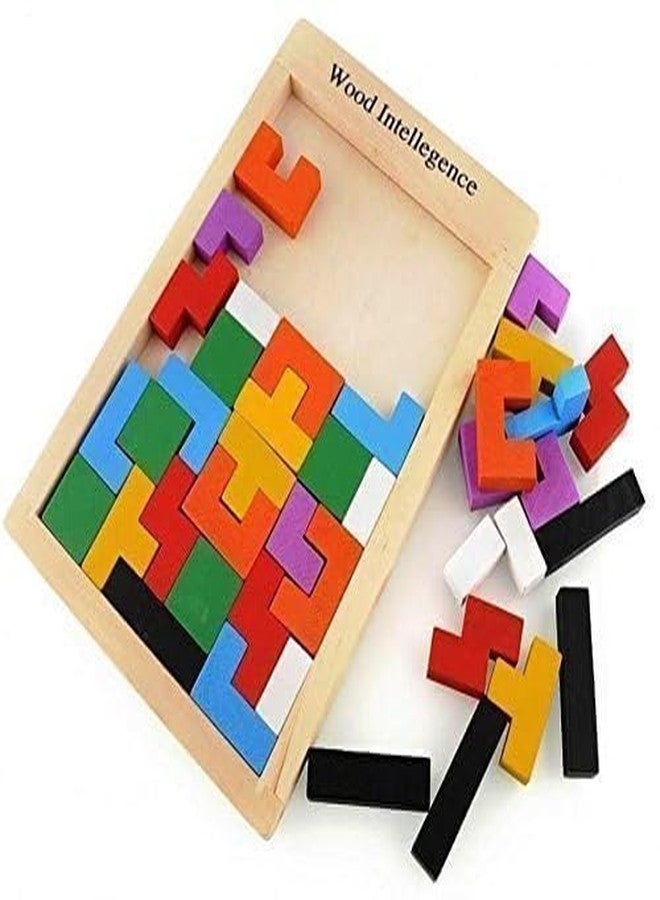 DHARMINSON Kids 40 Pcs Wooden Russian Blocks Puzzles for Kids Adults W/A Storage Bag,Wood Intelligence Puzzle for Kids Ages 3-8,Wooden Kids Puzzles Brain Teasers Toy Educational Gift for Kids - Image 2